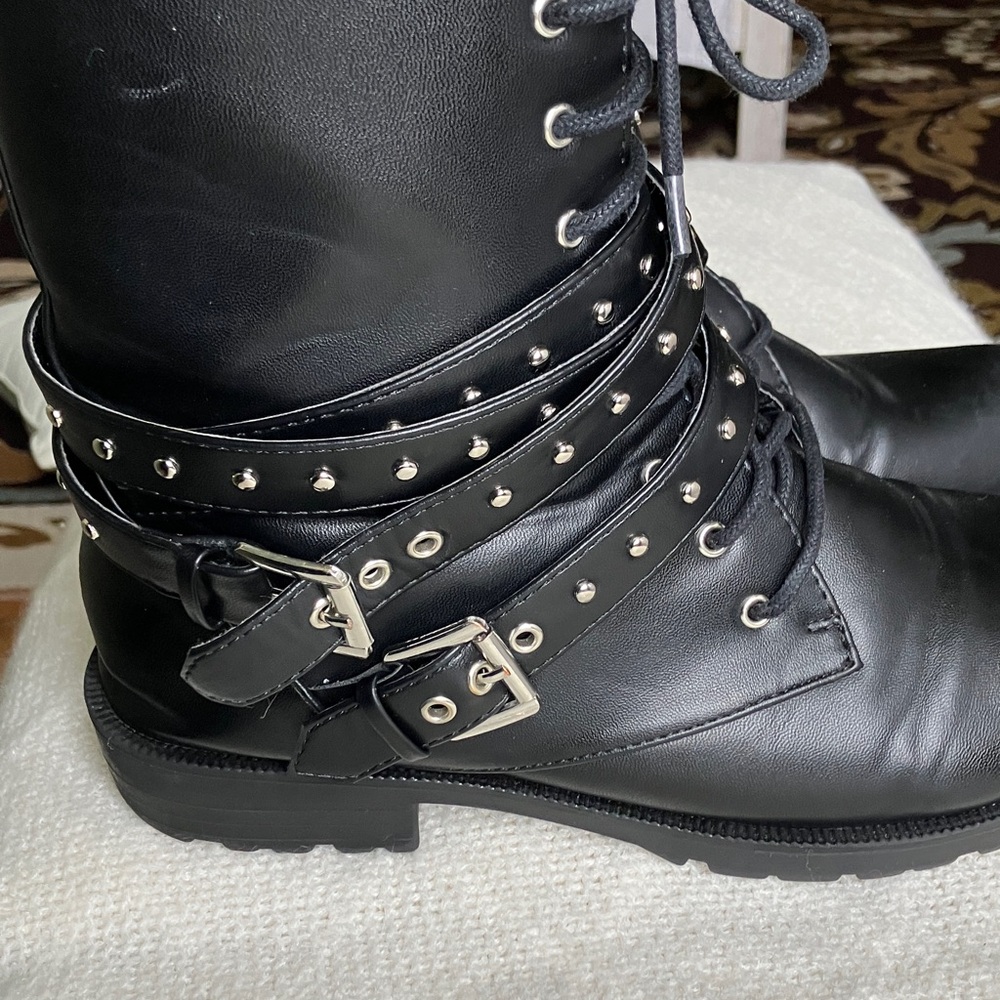Black Studded Women's Boots - Picture 6 of 13